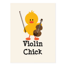 Carte postale de poussin de violon
