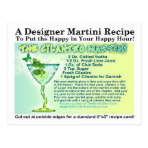 Carte postale de recette de Martini de coriandre