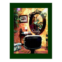 Carte postale de salon de coiffure