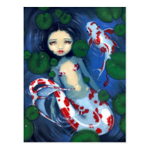 Carte postale "de sirène d'étang de Koi"
