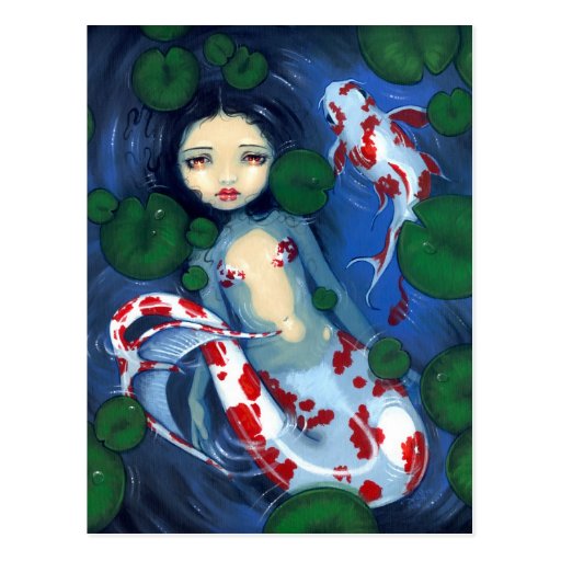 Carte postale "de sirène d'étang de Koi"