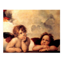 Carte postale de Sistine Madonna d'anges de Raphae