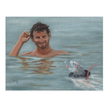 Carte postale de tampon de coton de natation d'hom