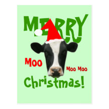 Carte postale de vache à Joyeux Noël de MOO de MOO