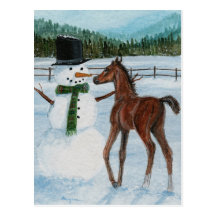 Carte postale délicieuse de Noël de poulain de bon