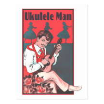 Carte postale d'homme d'ukulélé