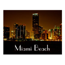 Carte postale d'horizon de nuit de Miami Beach la 