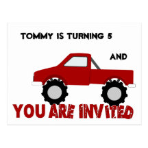 Carte postale d'invitation de camion de monstre