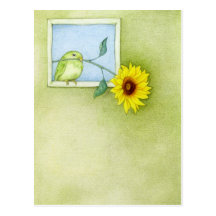 Carte postale d'oiseau de tournesol