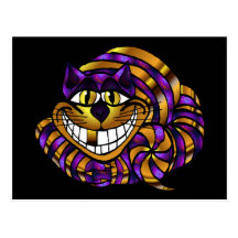 Carte postale d'or de chat de Cheshire