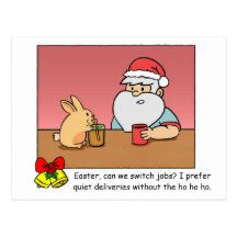 Carte postale drôle de X'mas : Père Noël changeant
