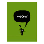 carte postale du vert 1 de minou de meow