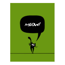carte postale du vert 1 de minou de meow