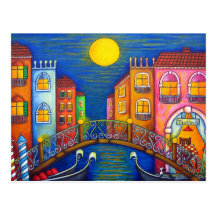 Carte postale éclairée par la lune de Venise