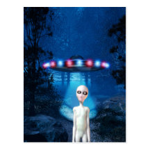 Carte postale éffrayante de rencontre de fin d'UFO