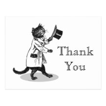Carte postale faite sur commande de Merci de chat 