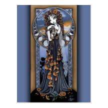 Carte postale féerique d'art de lune gothique de f