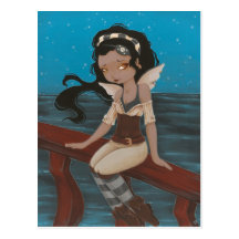 carte postale féerique de mer de bateau de pirate