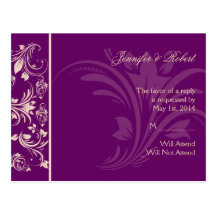 Carte postale florale de prune et de rouleau RSVP 