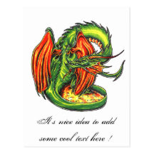 Carte postale fraîche de tatouage de dragon vert d