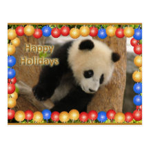 Carte postale géante de Noël de panda d'ours panda