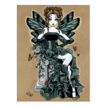 Carte postale gothique de fée de papillon de coutu