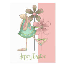Carte postale heureuse de Pâques de lapin de resso