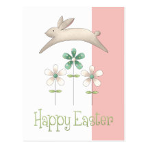 Carte postale heureuse de Pâques de lapin de resso