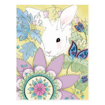 Carte postale jaune de lapin