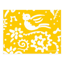 carte postale jaune d'oiseau chanteur