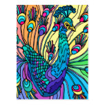 Carte postale :  Le paon montre ses plumes