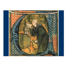 Carte postale médiévale de vin d'échantillon de mo