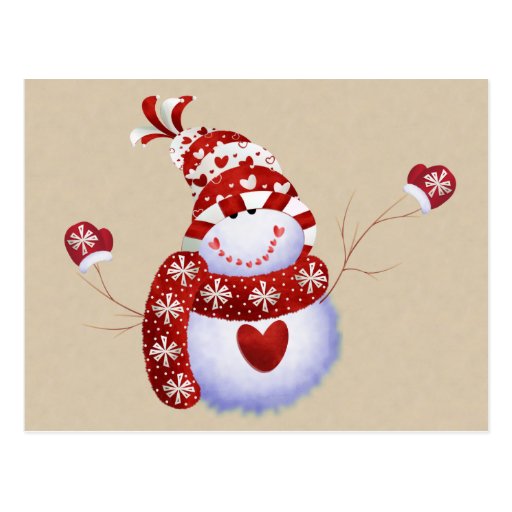 Carte postale mignonne de bonhomme de neige