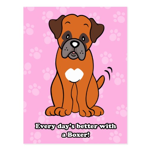 Carte postale mignonne de boxeur de chien de bande