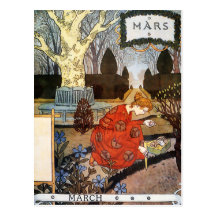 Carte postale : Mois de mars - Mars