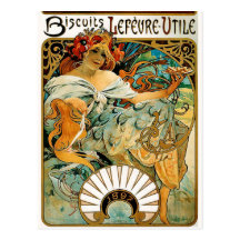 Carte postale : Mucha - biscuits Lefevre Utile