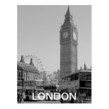Carte postale noire et blanche de Westminster Lond