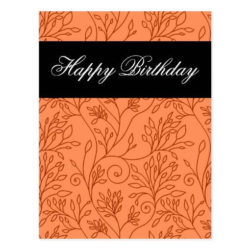 Carte postale orange florale élégante de joyeux an