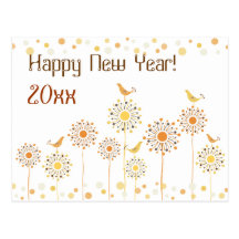 Carte postale orange heureuse de bonne année d'ois