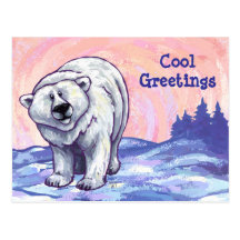 Carte postale personnalisable d'ours blanc