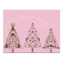 Carte postale rose de Noël