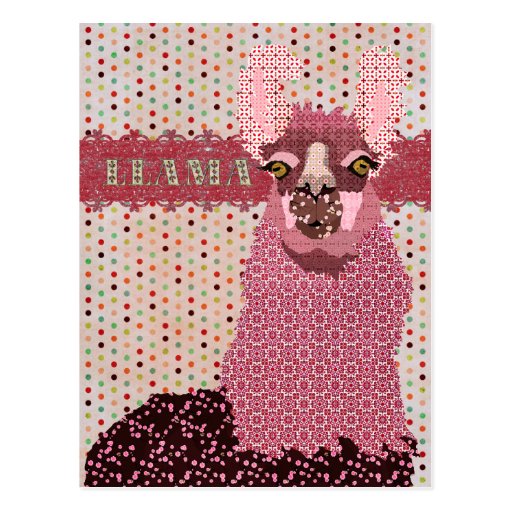 Carte postale rose de Pokadot de lama