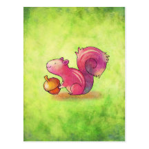 Carte postale rose d'écureuil