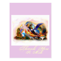 Carte postale rose douce de Merci de poissons en v