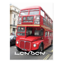 Carte postale rouge d'autobus de Londres