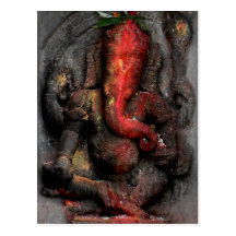 Carte postale rouge de Ganesha