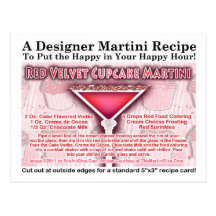 Carte postale rouge de recette de Martini de petit