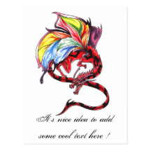 Carte postale rouge de tatouage d'arc-en-ciel de d