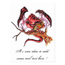 Carte postale rouge de tatouage de dragon de Moyen