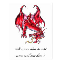 Carte postale rouge fraîche de tatouage de dragon